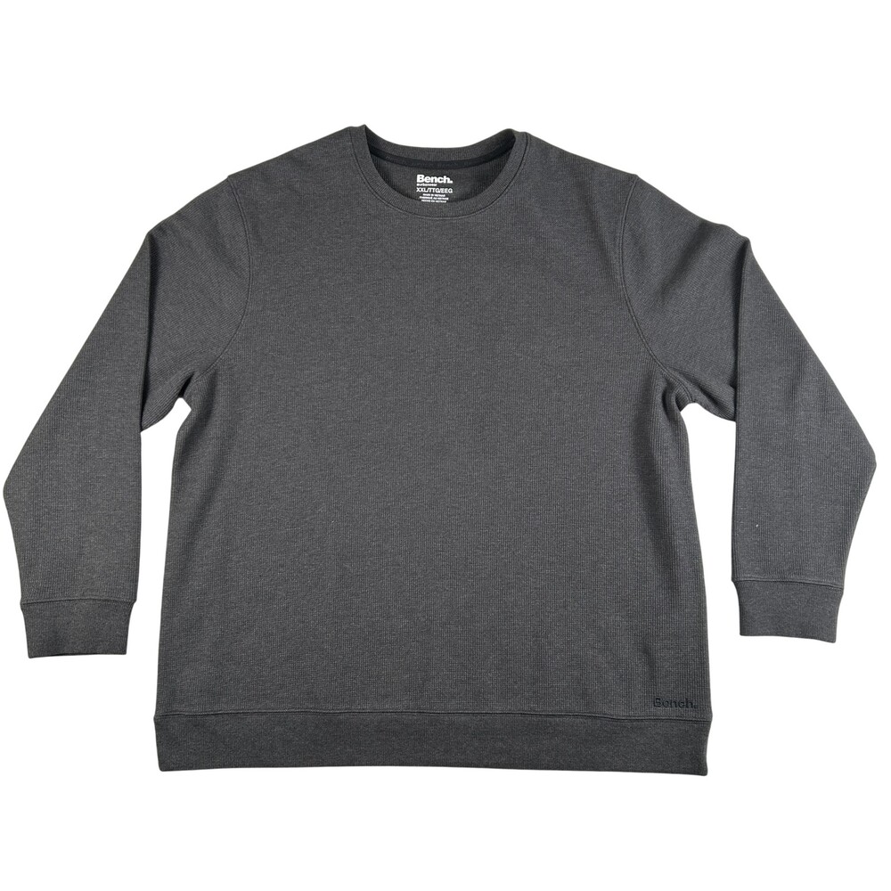 Bench Sweatshirt Mens 2XL Gray Urbanwear Waffle Knit Stretch Pullover Crewneck